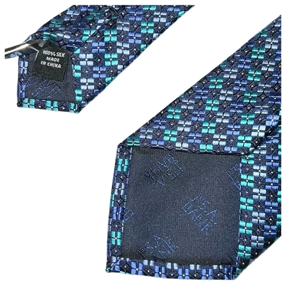 Jos. A. Bank Necktie Men’s Blue Light Blue Teal Executive 100% Silk 60x3 Tie